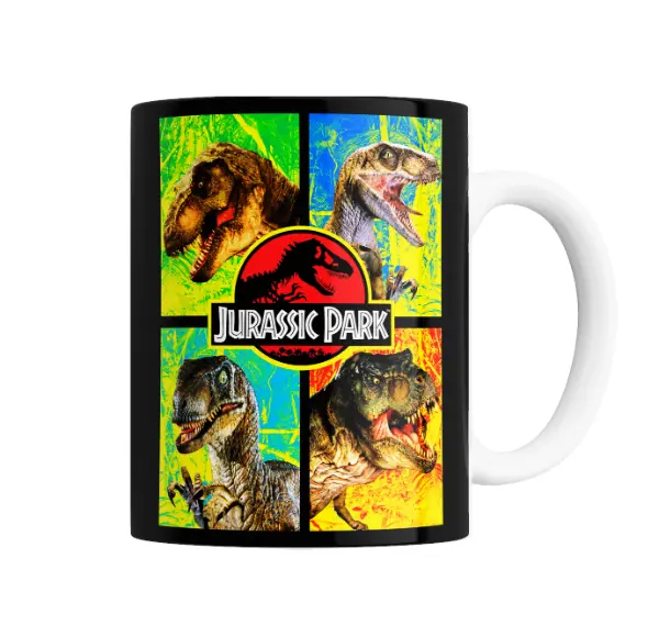 Taza de Cerámica Jurassic Park Tiranosaurio y Velociraptors