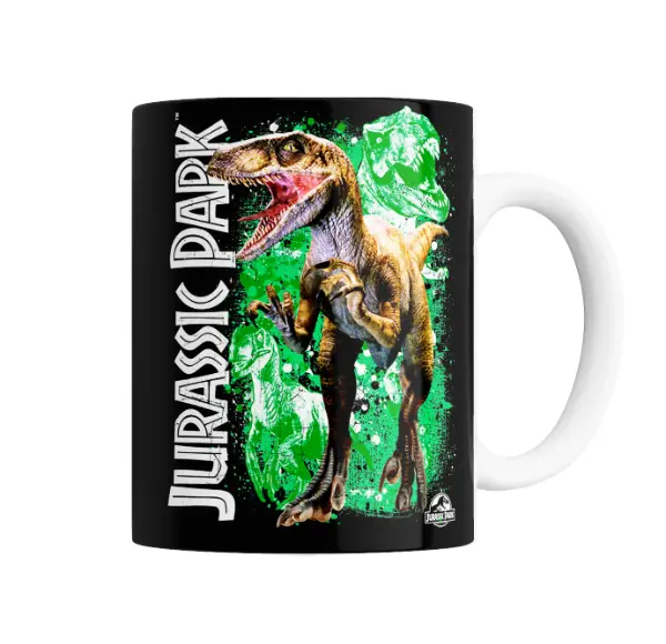 Taza de Cerámica Jurassic Park Velociraptors y T-Rex