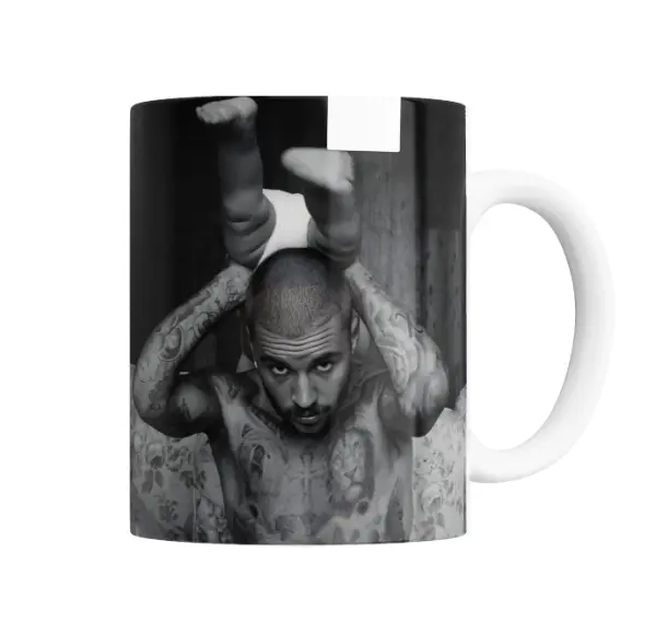 Taza de Cerámica Justin Bieber Tatuajes Blanco y Negro