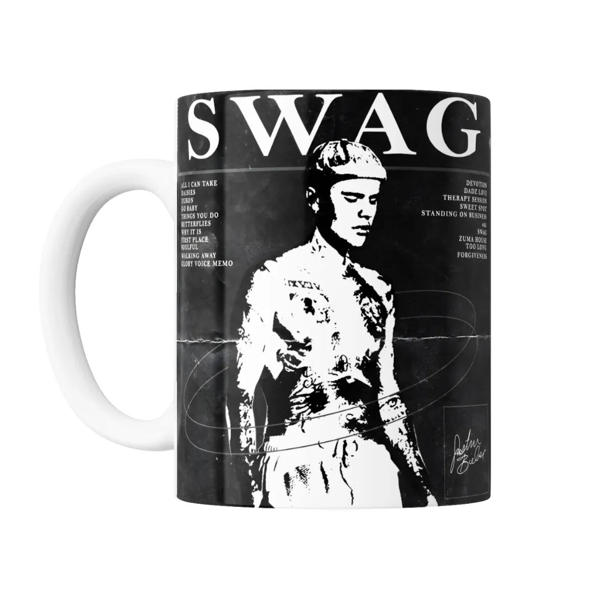 Taza de Cerámica Justin Bieber Swag Álbum Blanco y Negro - vista 2