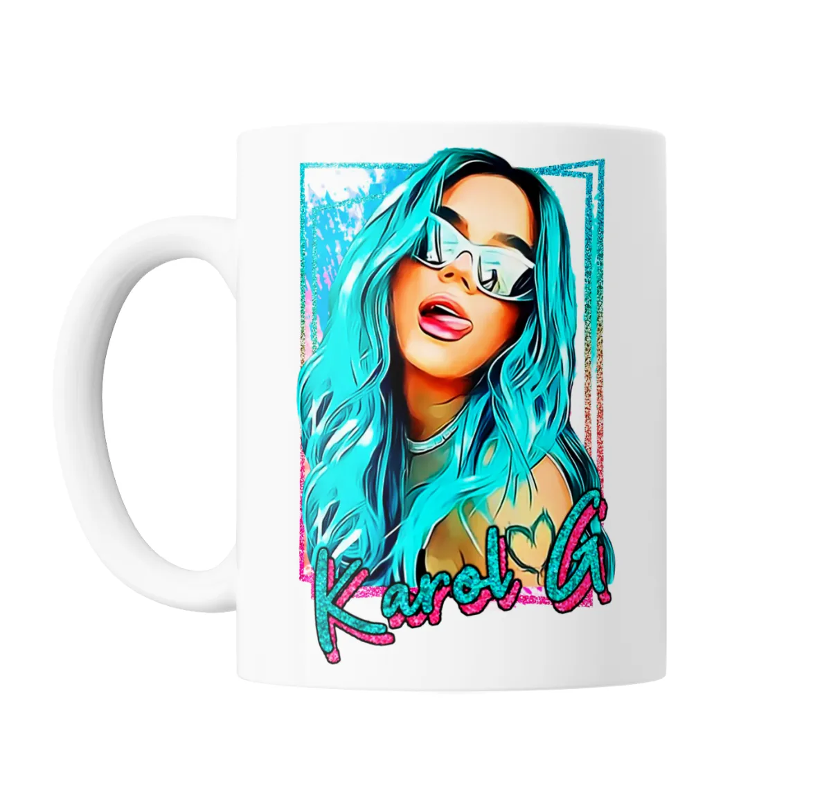Taza de Cerámica Karol G Retrato Azul Glitter - vista 2