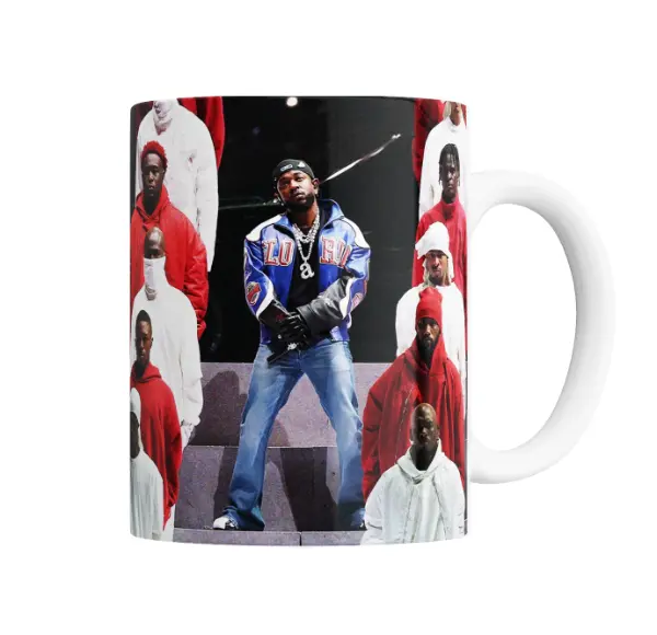 Taza de Cerámica Kendrick Lamar Fotos Collage Rojo y Blanco