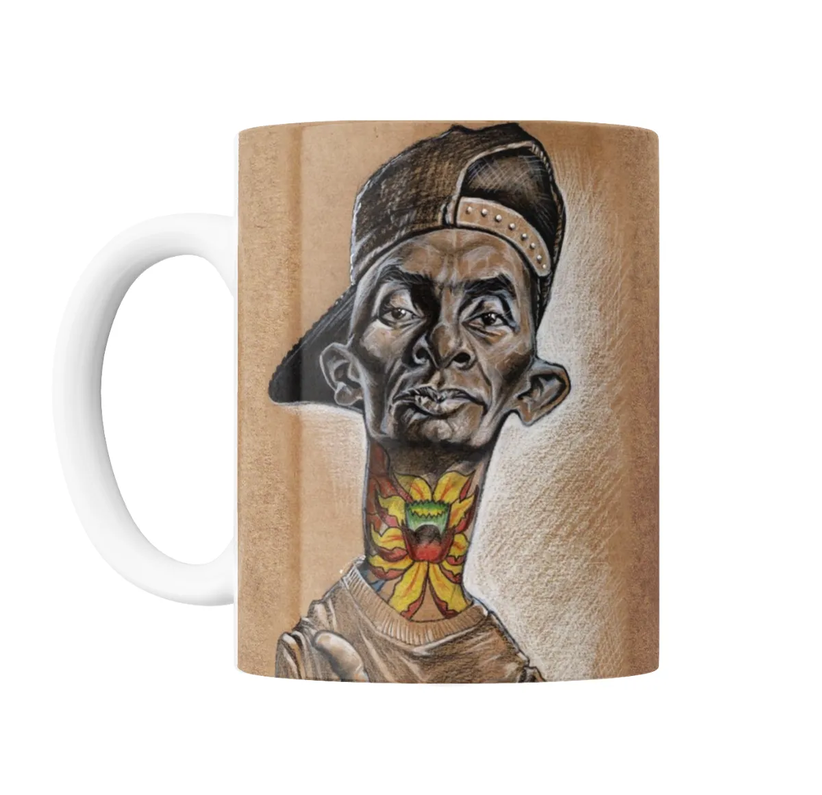 Taza de Cerámica Ke Personajes Caricatura con Gorra y Tatuaje - vista 2