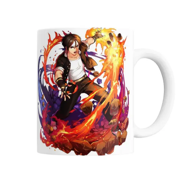 Taza de Cerámica King of Fighters Kyo Kusanagi en Llamas