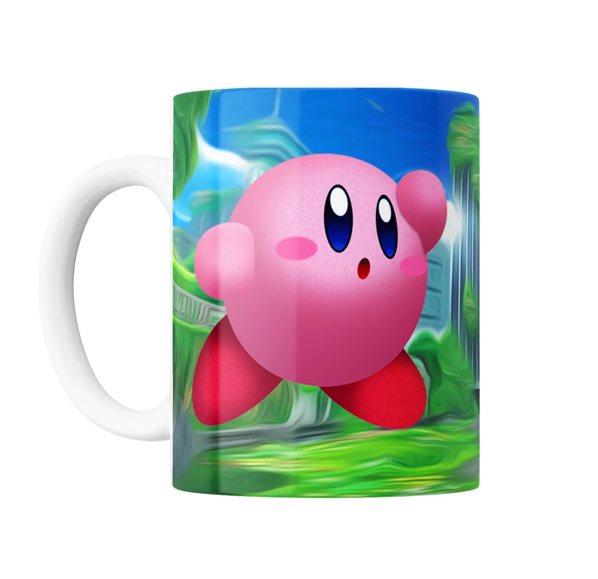 Taza de Cerámica Kirby Sorprendido Paisaje Verde - vista 2