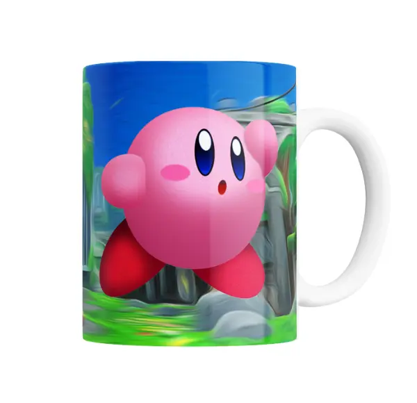 Taza de Cerámica Kirby Sorprendido Paisaje Verde