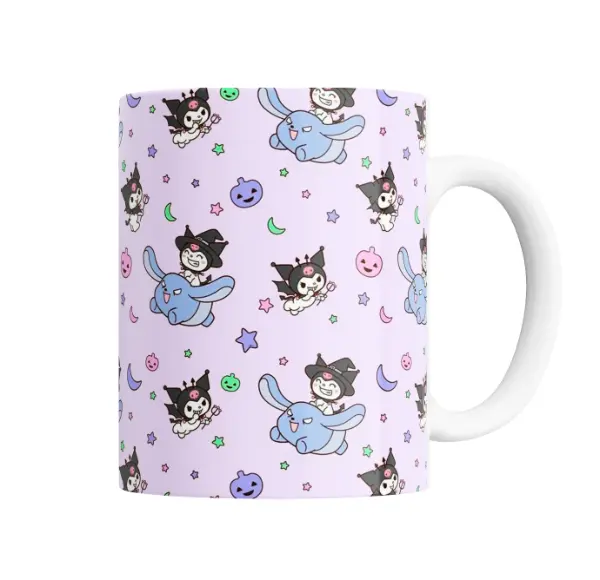 Taza de Cerámica Kuromi Halloween Patrón Pastel