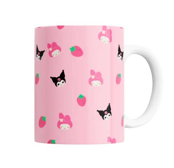 Taza de Cerámica Kuromi y My Melody Fresas