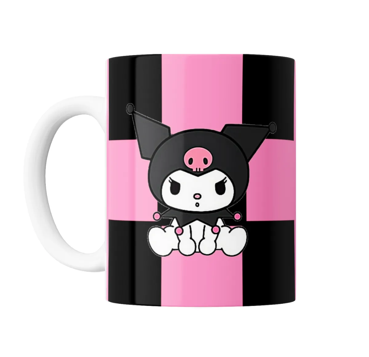 Taza de Cerámica Kuromi Rayas Rosa y Negro - vista 2