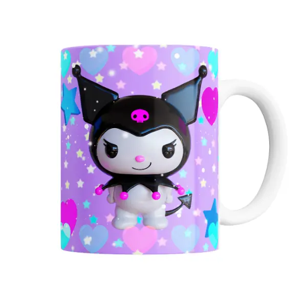 Taza de Cerámica Kuromi Sanrio Estilo Kawaii Morado
