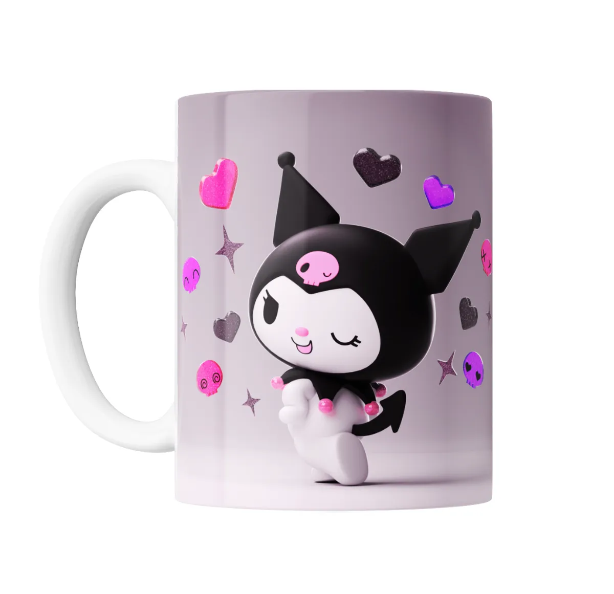 Taza de Cerámica Kuromi Sanrio Corazones y Calaveras - vista 2