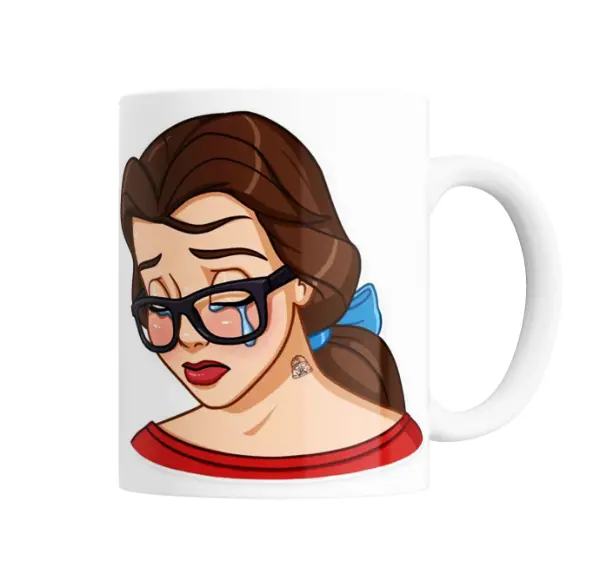 Taza de Cerámica La Bella y La Bestia Bella Llorando con Lentes