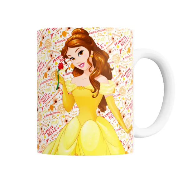 Taza de Cerámica La Bella y La Bestia Princesa Bella con Rosa
