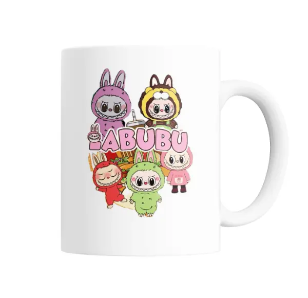 Taza de Cerámica Labubu Familia de Colores
