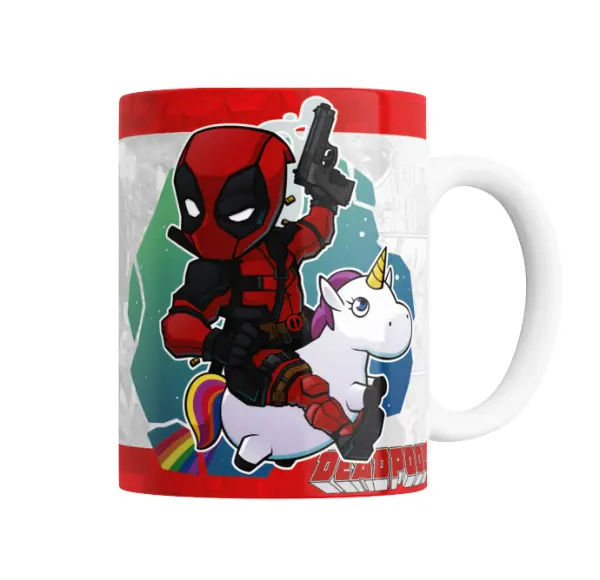 Taza de Cerámica Deadpool Montado en Unicornio