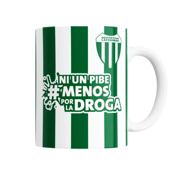 Taza de Cerámica Deportivo Laferrere Ni Un Pibe Menos Por La Droga