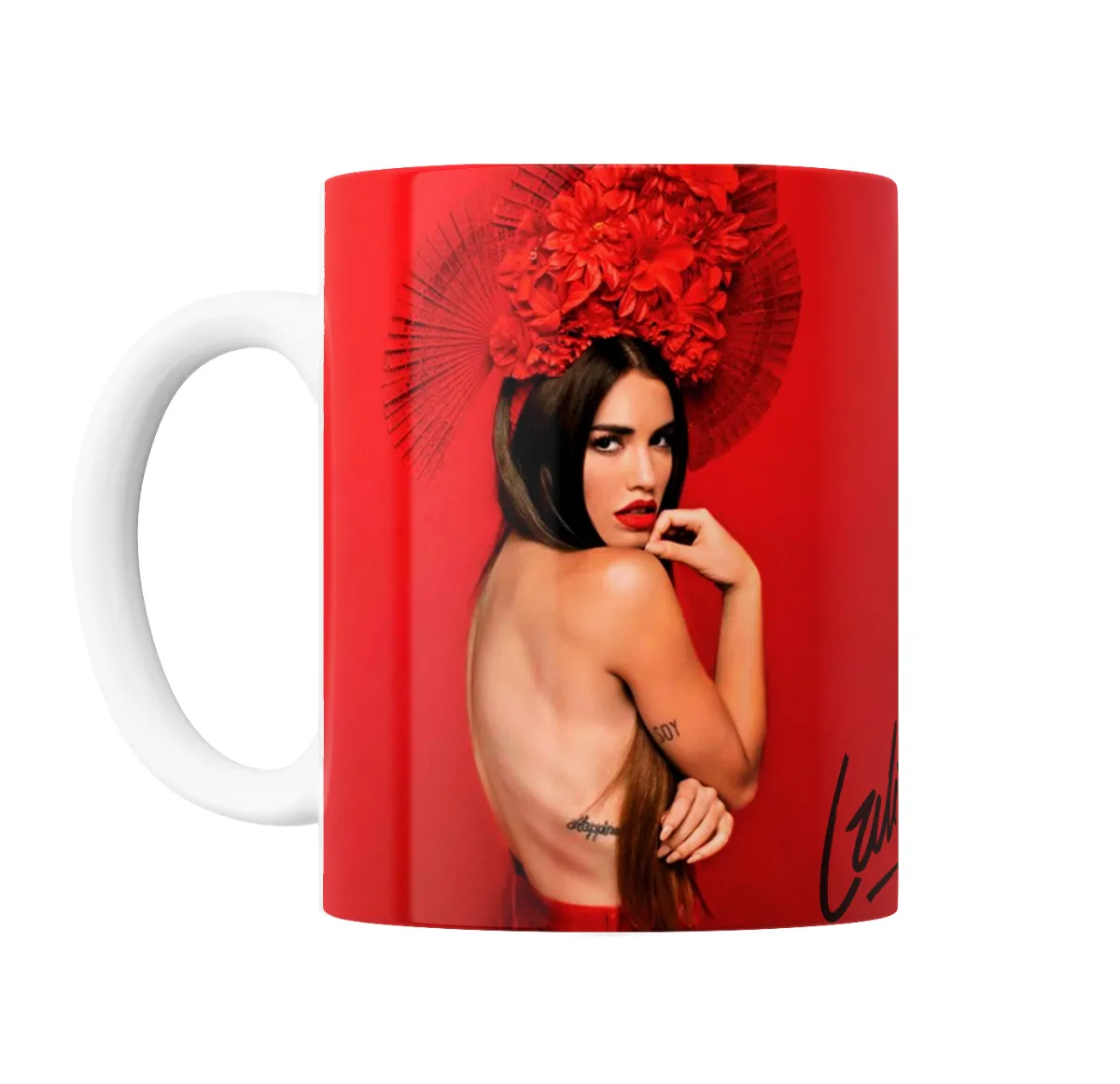Taza de Cerámica Lali Espósito Roja Flores - vista 2