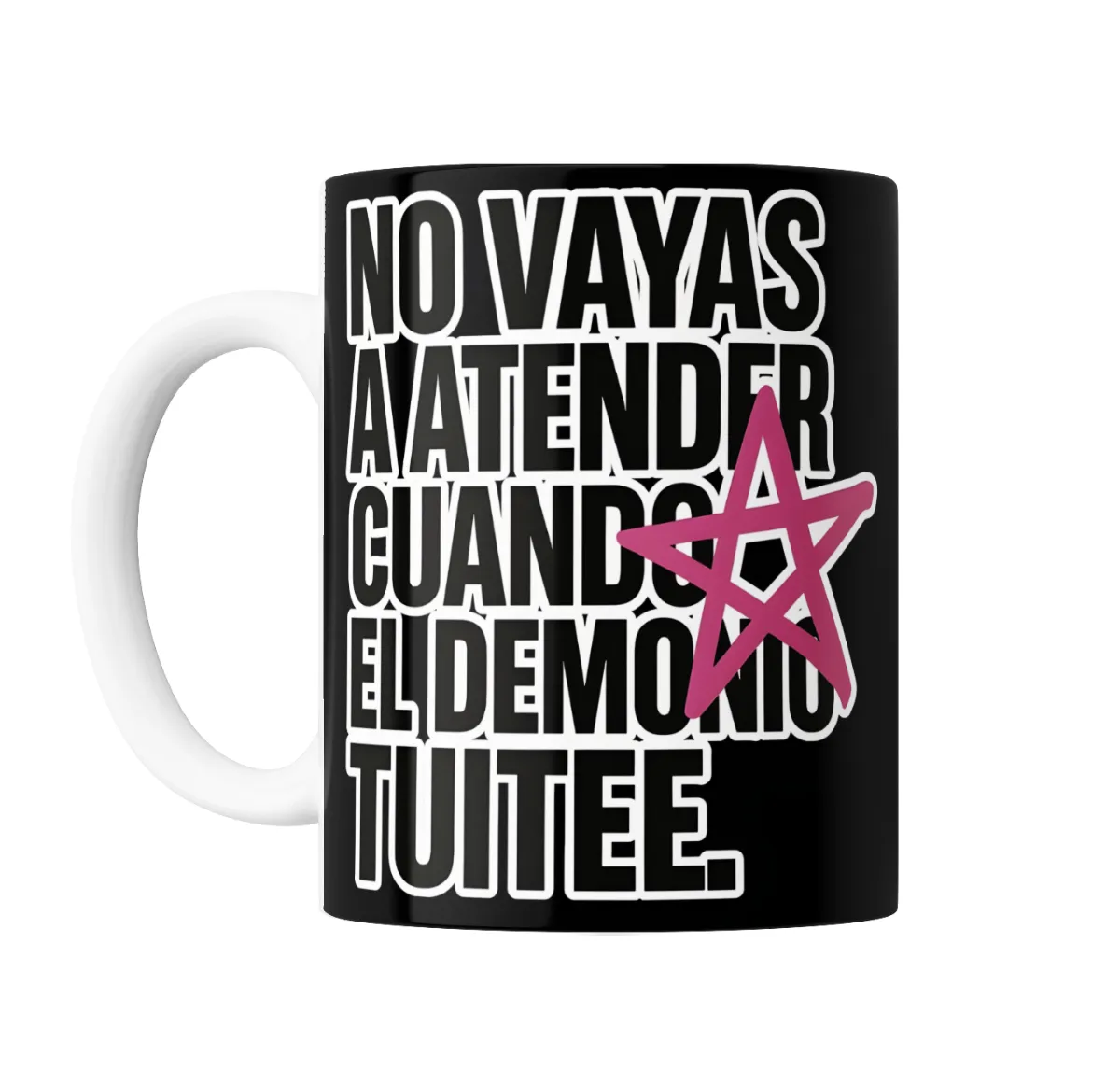 Taza de Cerámica No vayas a atender cuando el demonio tuitee - vista 2