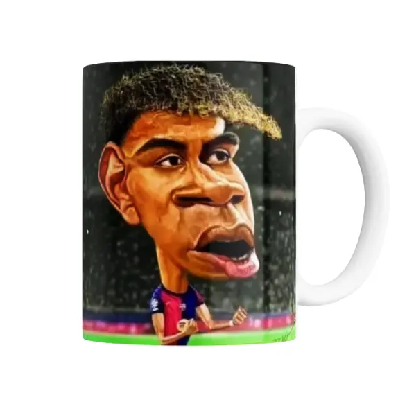 Taza de Cerámica Lamine Yamal Caricatura Barcelona