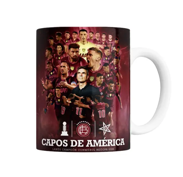 Taza de Cerámica Lanús Capos de América Recopa 2026
