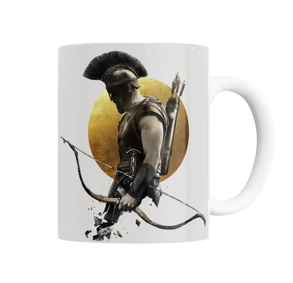 Taza de Cerámica La Odisea Arquero Griego Sol Dorado