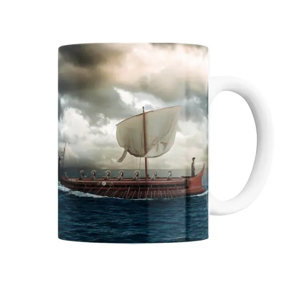 Taza de Cerámica La Odisea Barco en la Tormenta