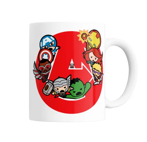 Taza de Cerámica Avengers Vengadores Chibi Capitán América Hulk Thor Viuda Negra