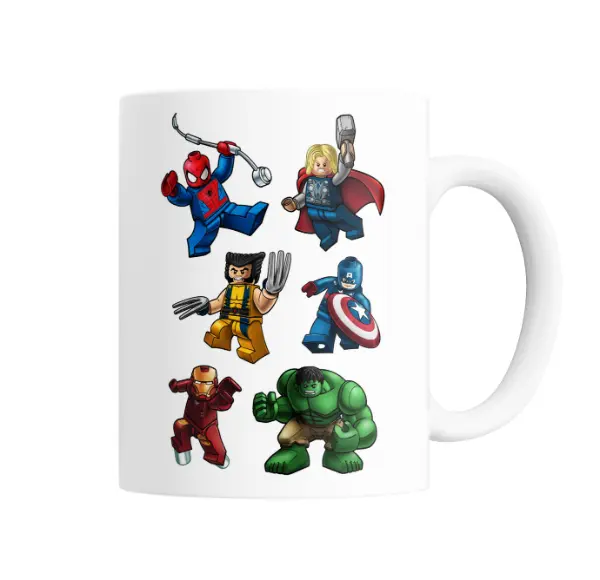 Taza de Cerámica Vengadores Lego: Spider-Man, Thor, Hulk, Iron Man y más