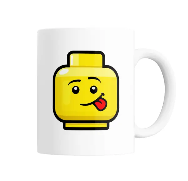 Taza de Cerámica Lego Cabeza Amarilla Lengua Afuera