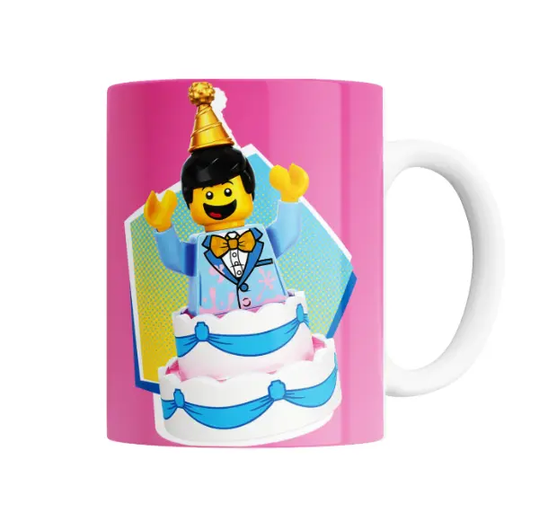 Taza de Cerámica Lego Figura de Cumpleaños con Torta