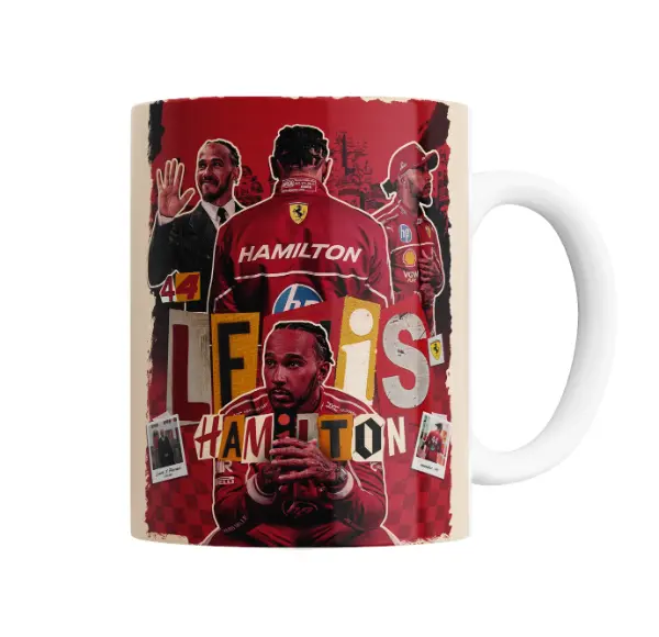 Taza de Cerámica Lewis Hamilton Ferrari Collage
