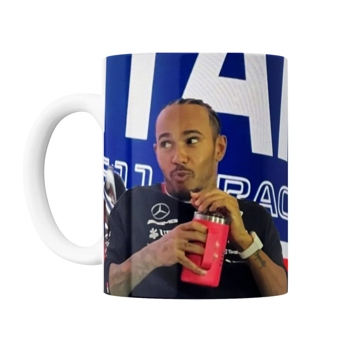 Taza de Cerámica Lewis Hamilton Tomando Bebida - vista 2