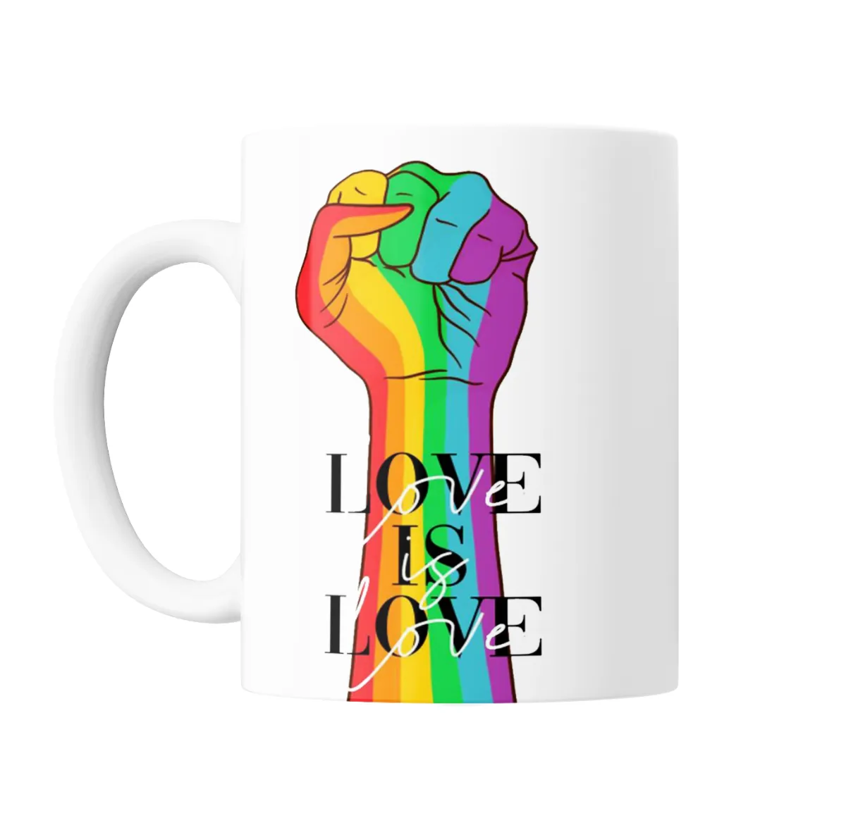 Taza de Cerámica Love is Love Puño Arcoíris - vista 2
