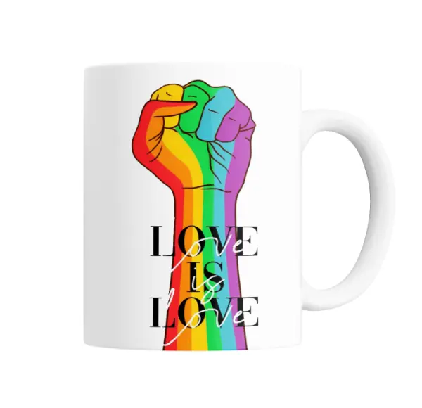 Taza de Cerámica Love is Love Puño Arcoíris