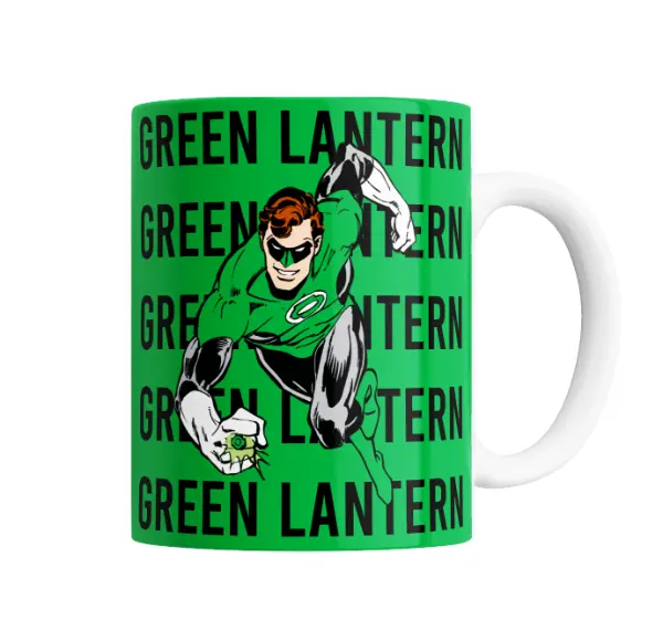 Taza de Cerámica Linterna Verde Hal Jordan con Logo Repetido