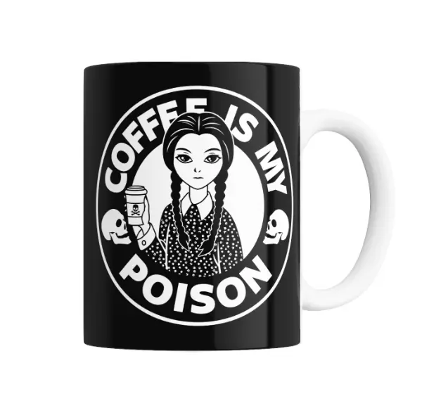 Taza de Cerámica Locos Adams Wednesday Coffee Is My Poison