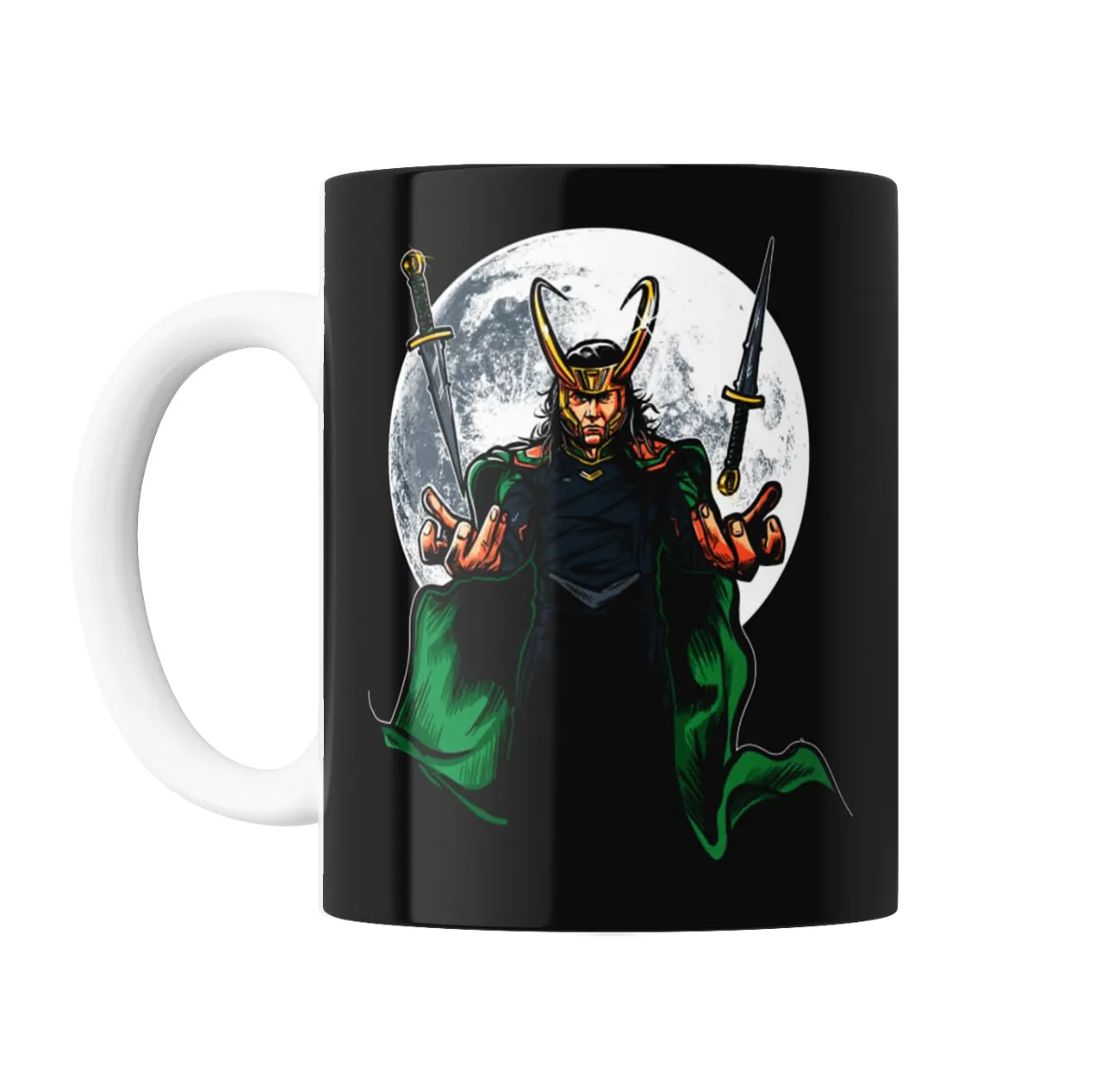 Taza de Cerámica Loki Dios de la Travesura con Dagas y Luna - vista 2