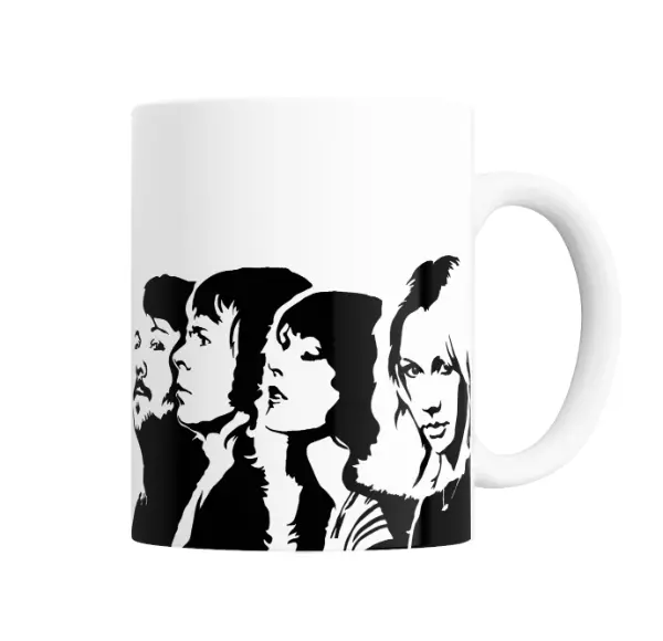 Taza de Cerámica Abba Silueta Retrato Blanco y Negro