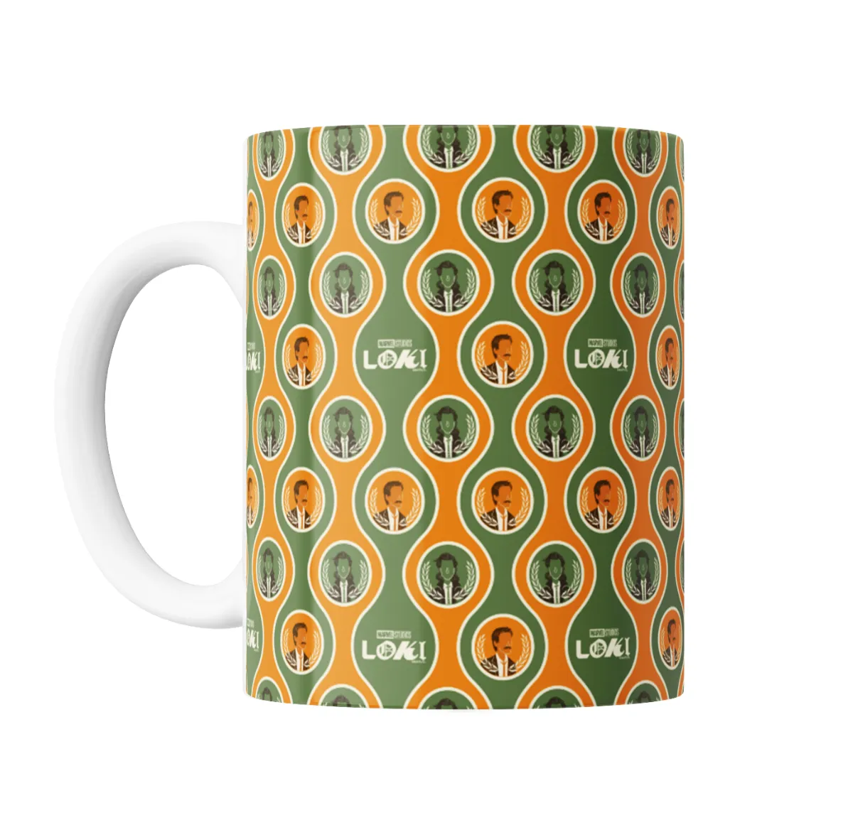 Taza de Cerámica Loki Patrón Vintage Verde y Naranja - vista 2