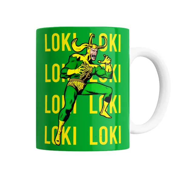 Taza de Cerámica Loki Marvel Comics Patrón Repetido