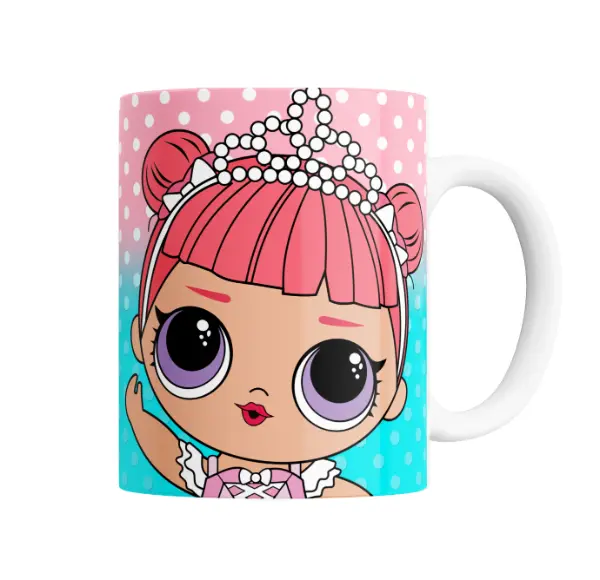 Taza de Cerámica LOL Surprise Muñeca Pelo Rosa y Tiara