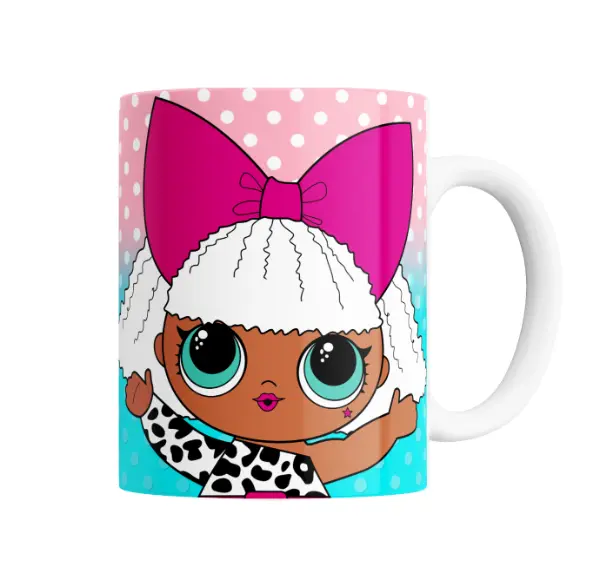 Taza de Cerámica LOL Surprise Muñeca Leopardo y Moño Rosa
