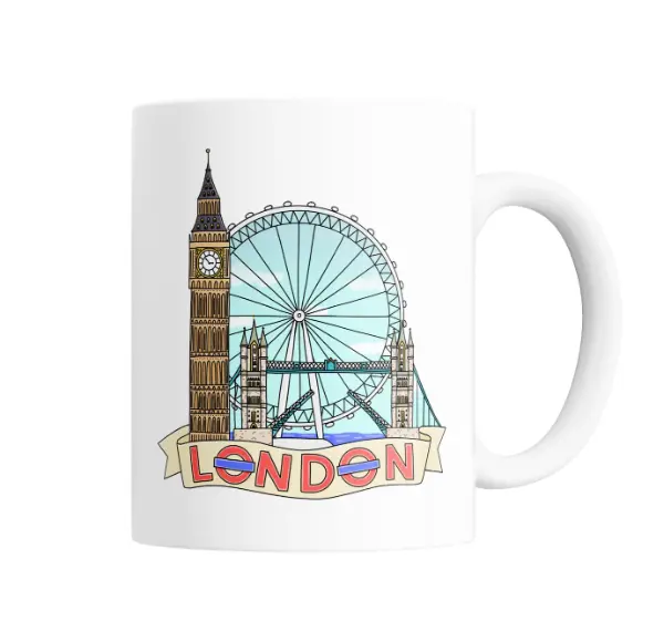 Taza de Cerámica Londres Big Ben London Eye y Tower Bridge