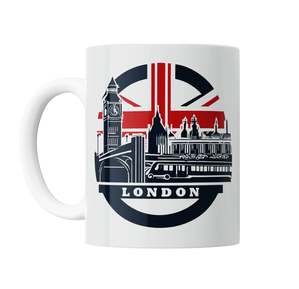 Taza de Cerámica Londres Big Ben Bandera Británica y Bus - vista 2