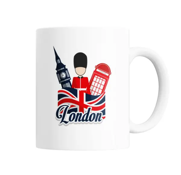 Taza de Cerámica Londres Big Ben Guardia y Cabina Telefónica