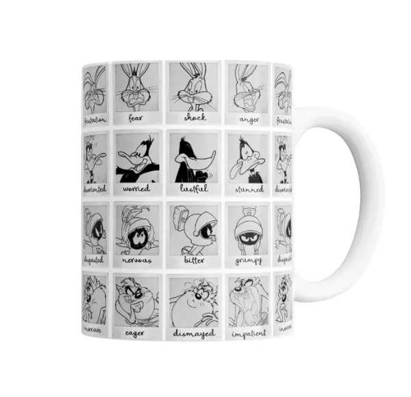 Taza de Cerámica Looney Tunes Expresiones Bugs Bunny Daffy Marvin Taz