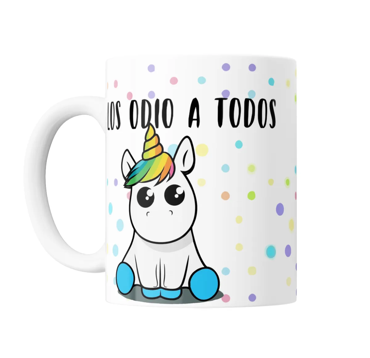 Taza de Cerámica Los Odio a Todos Unicornio Arcoíris - vista 2