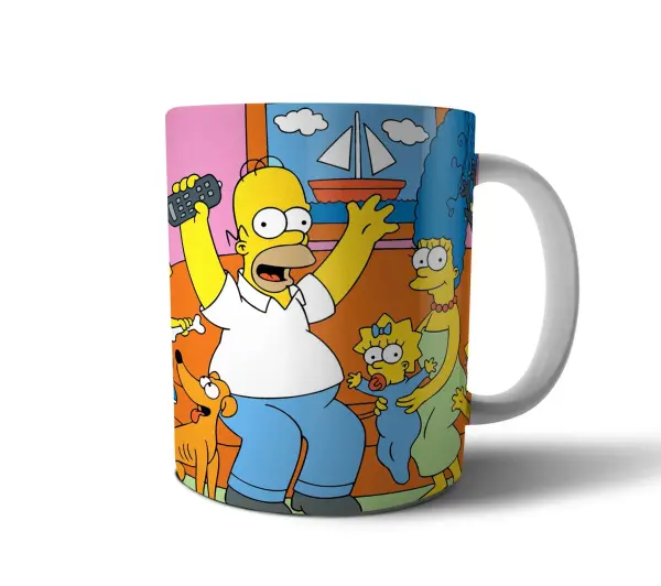 Taza de Cerámica Los Simpson Homero Marge Lisa Maggie y Santa's Little Helper