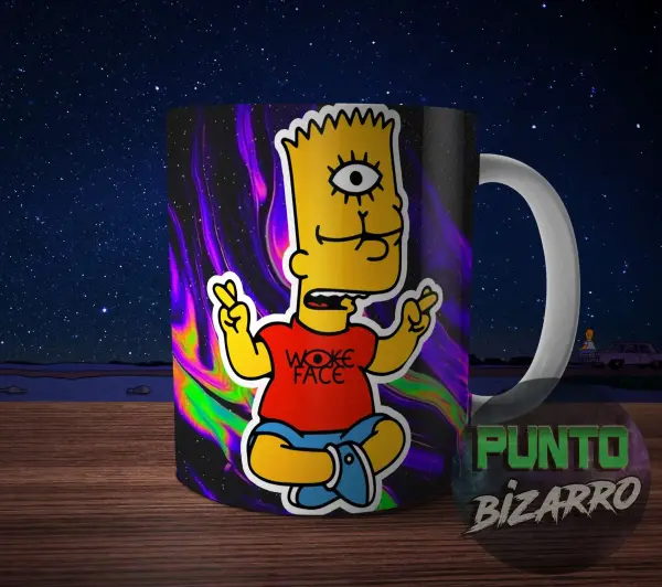 Taza de Cerámica Los Simpson Bart Tercer Ojo Woke Face