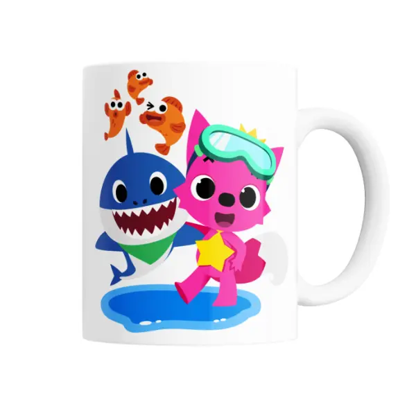 Taza de Cerámica Baby Shark Pinkfong y Baby Shark con Peces